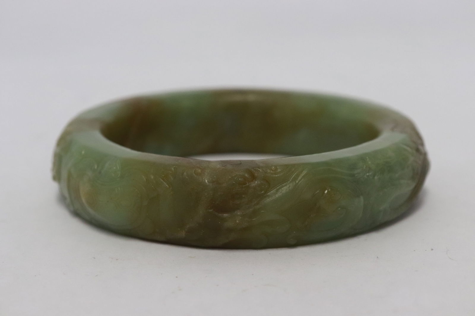 Chinese Ming green jade bangle - 5