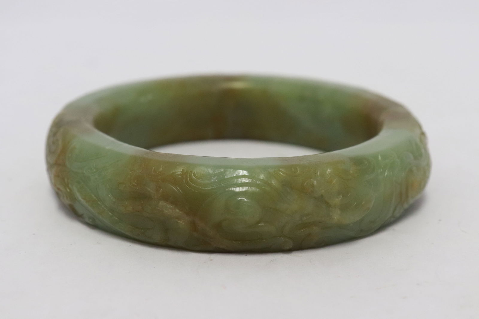 Chinese Ming green jade bangle - 7