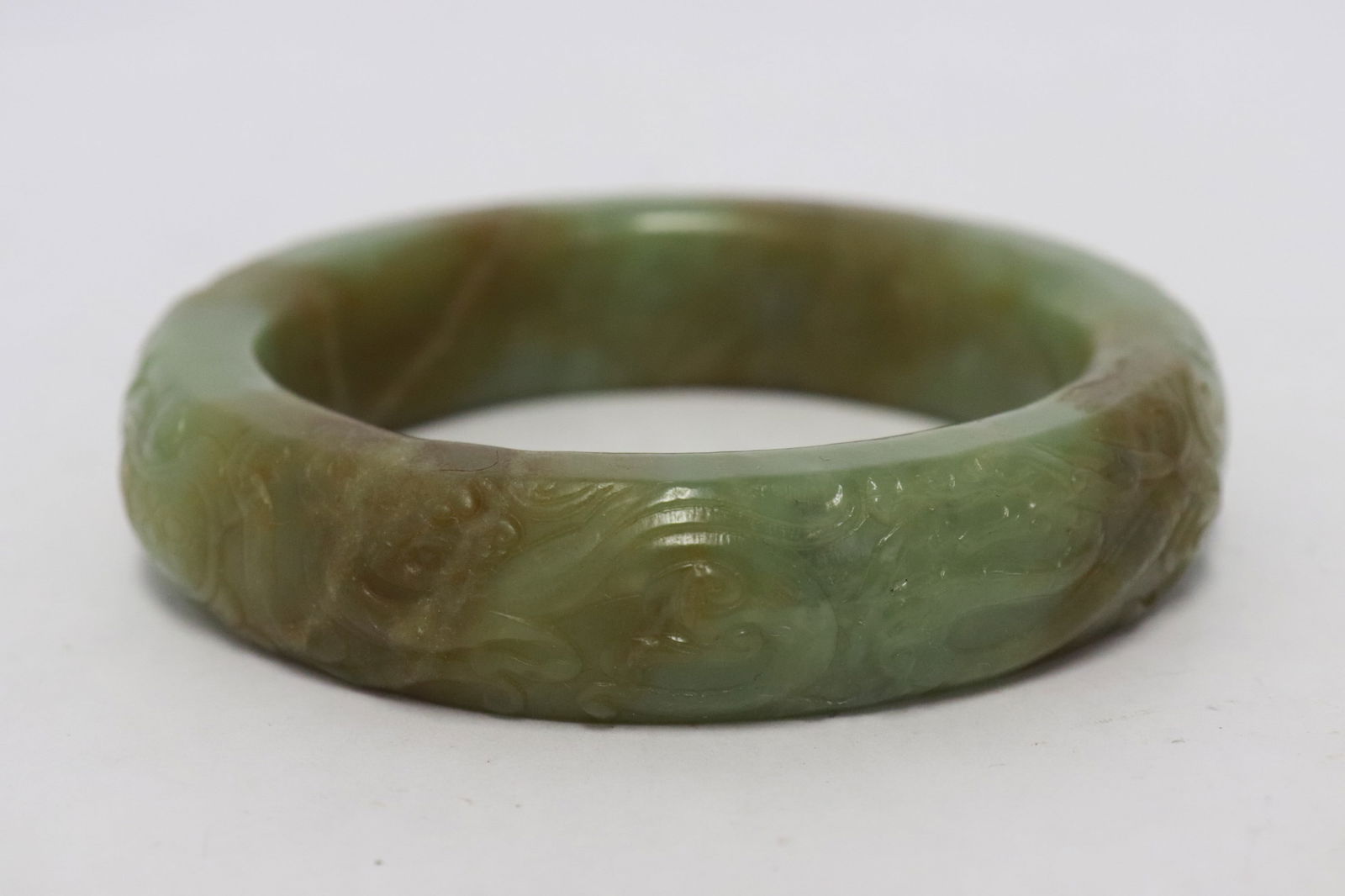 Chinese Ming green jade bangle - 8