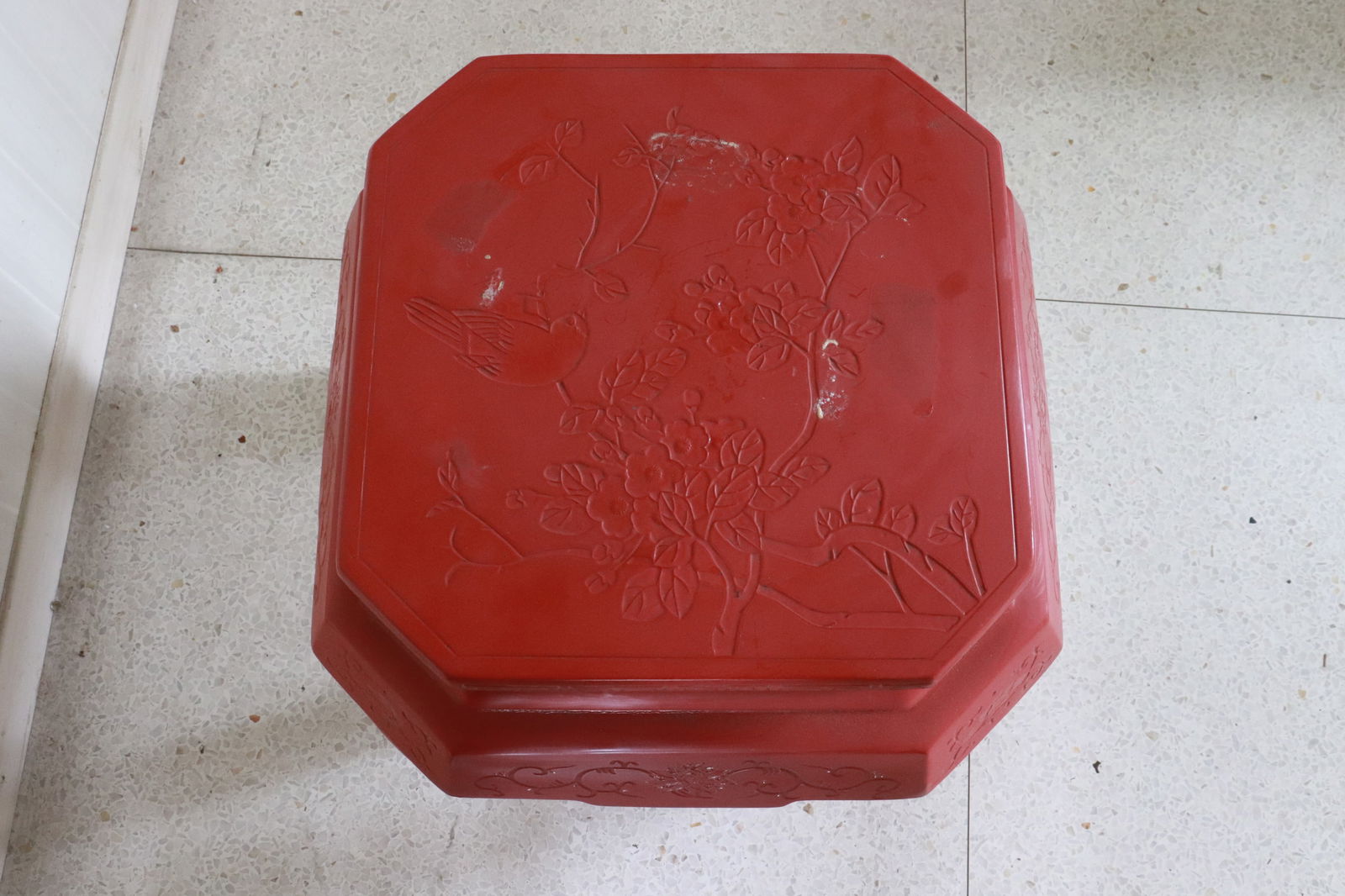 Pair cinnabar style stools - 5