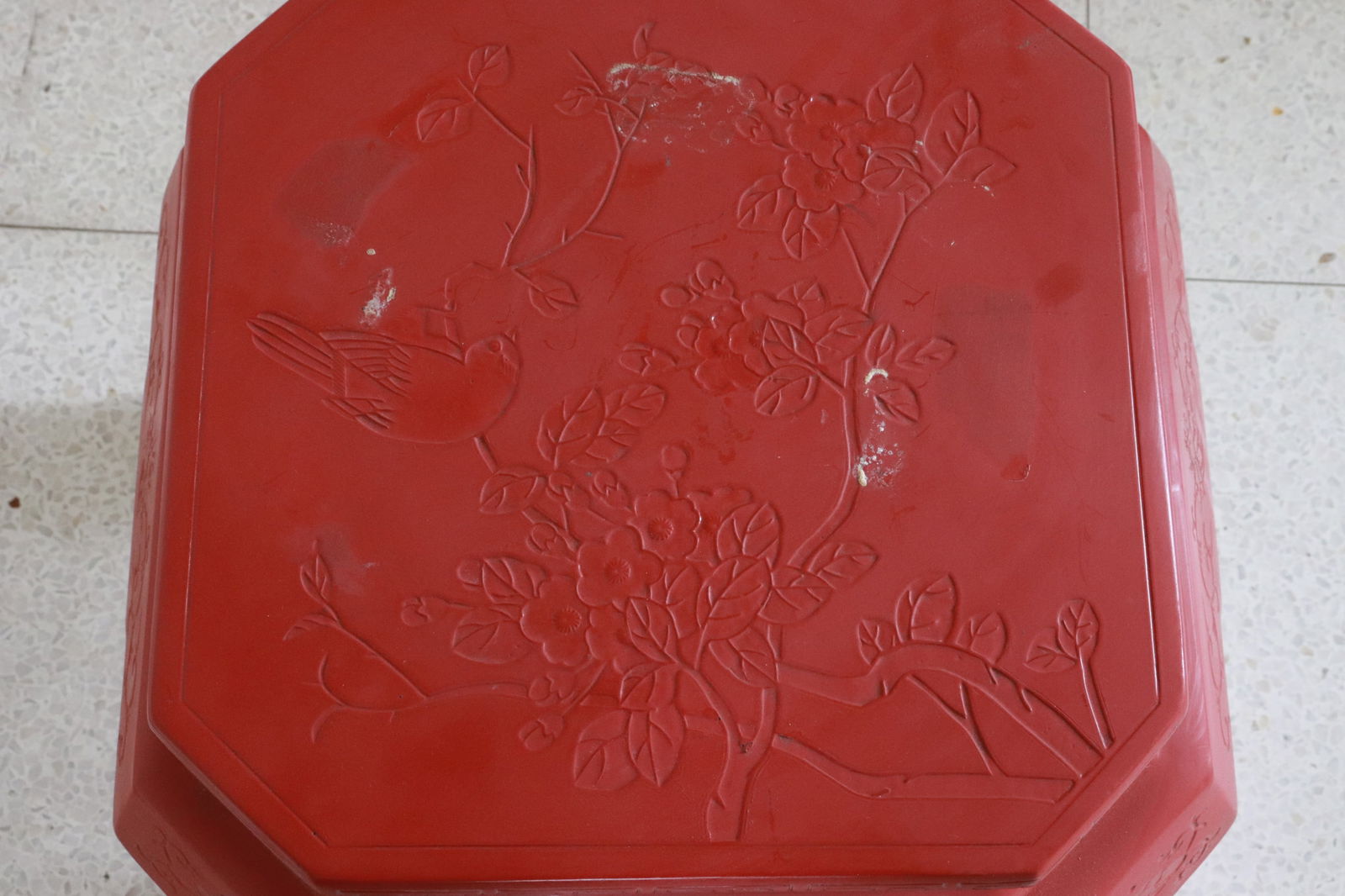 Pair cinnabar style stools - 6