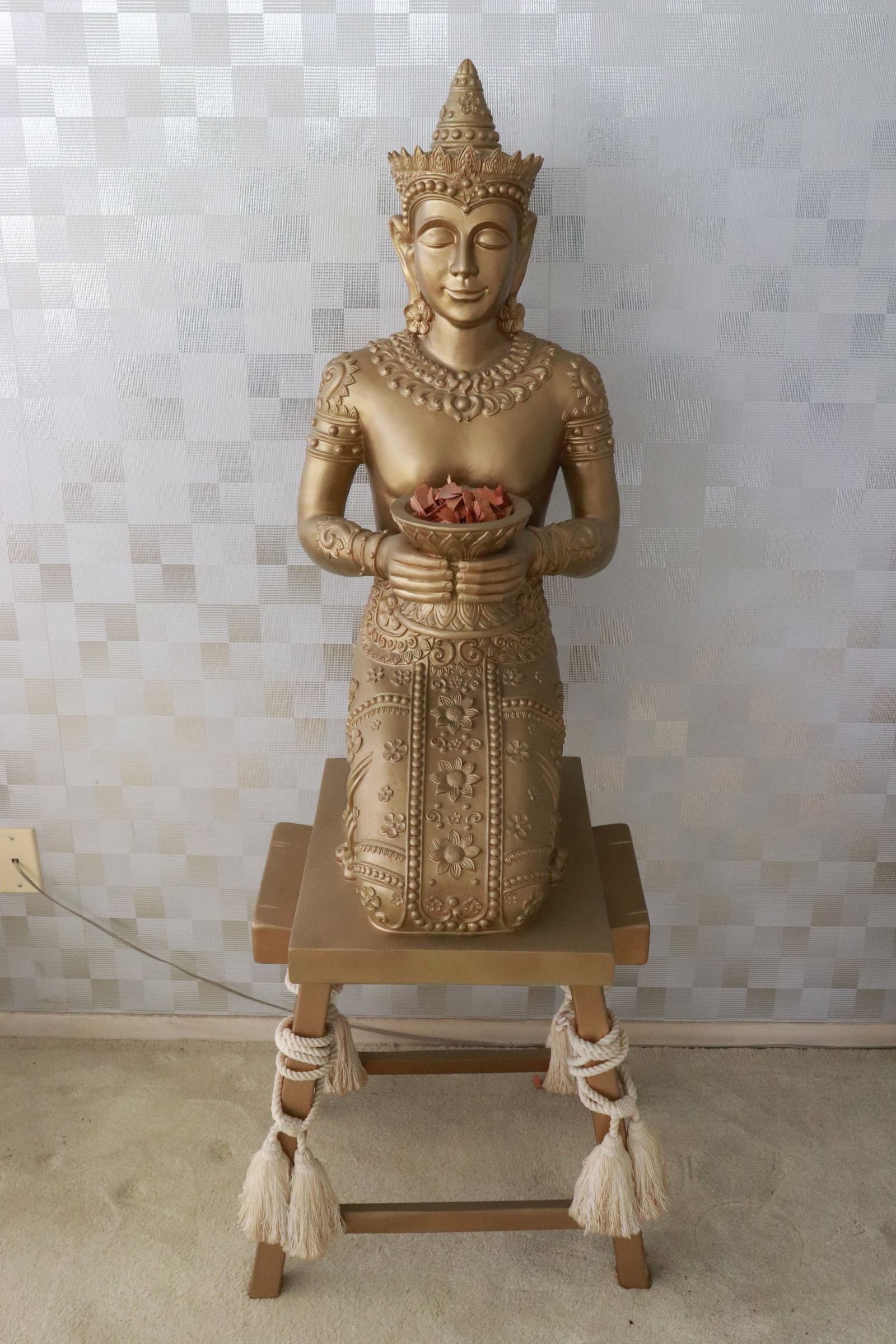 A large gilt sculpture of deity: A large gilt sculpture of deity, 56.7"H