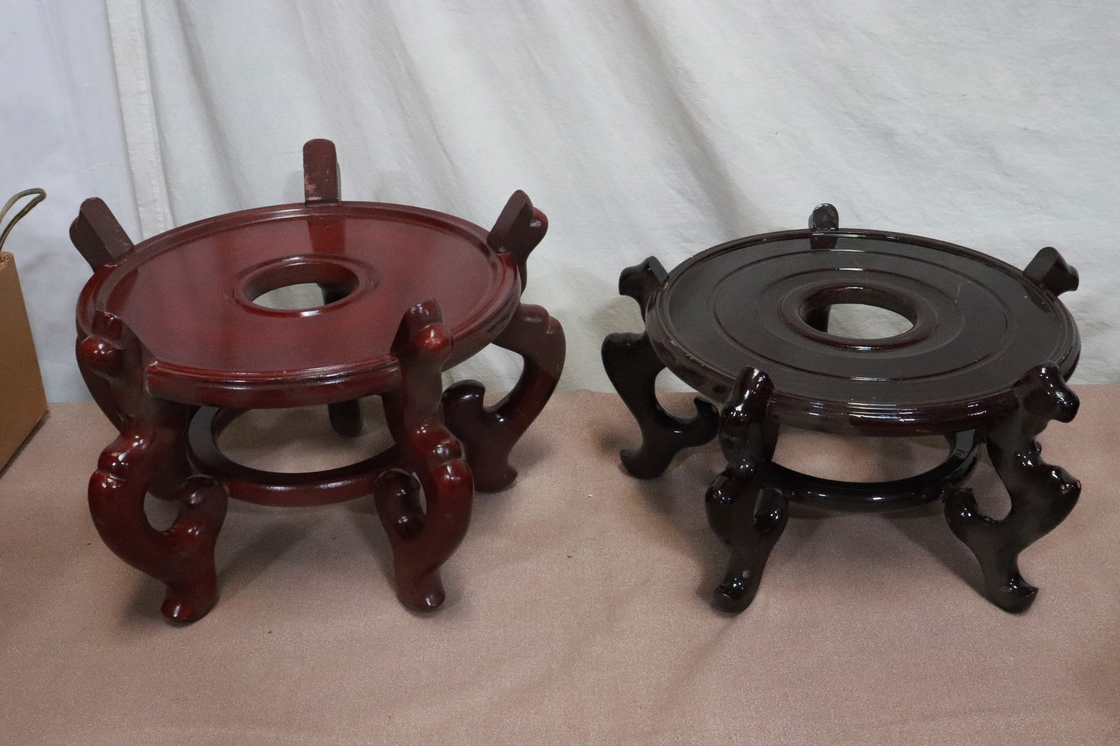 2 Chinese large stands: 2 Chinese large stands, 7.25"x13.2"dia, 9.3"x13.5"dia