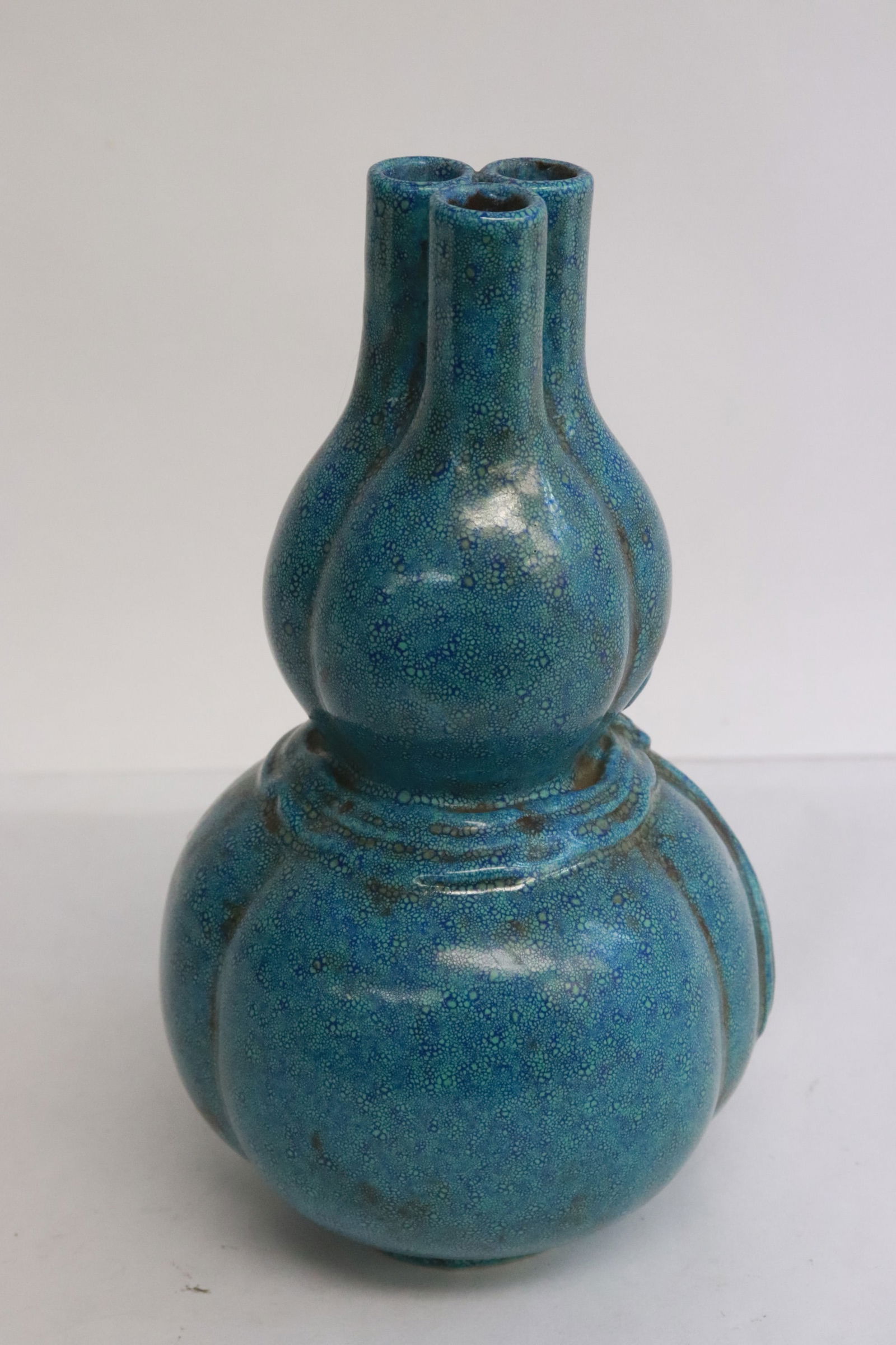 blue glazed porcelain 3-hole gourd shape vase (1 of 5)
