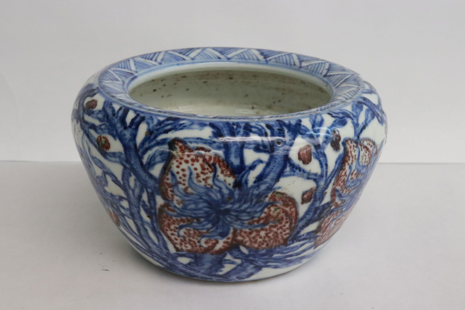 Chinese blue, red and white porcelain censer (1 of 6)