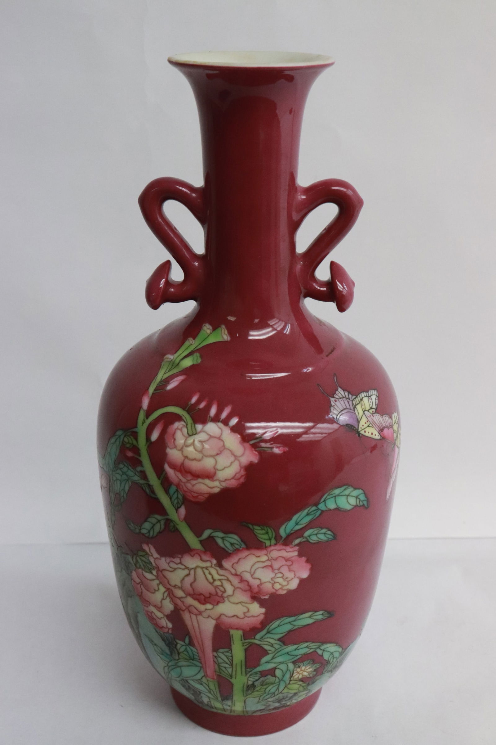 purple background famille rose porcelain vase (1 of 9)