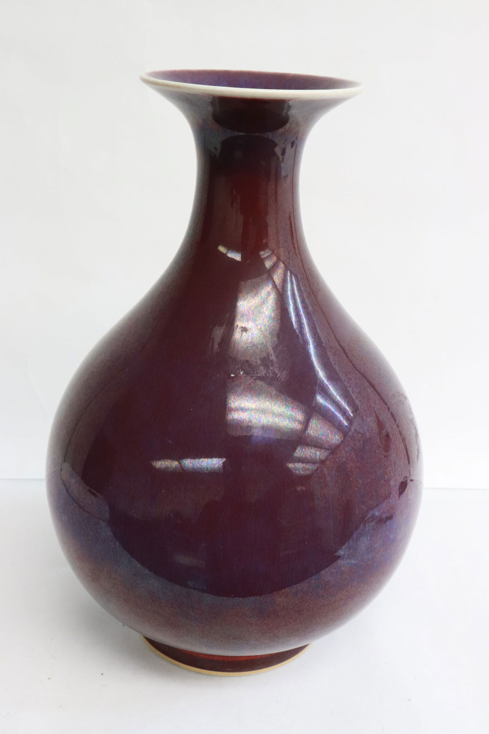 Large red glazed porcelain bottle vase (1 of 6)