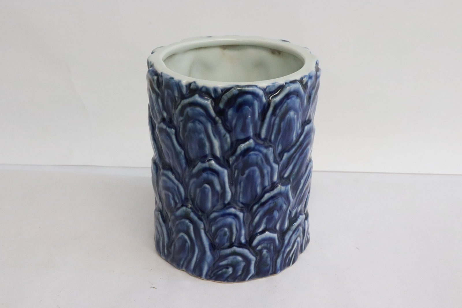 Chinese blue glazed porcelain brush holder (1 of 6)