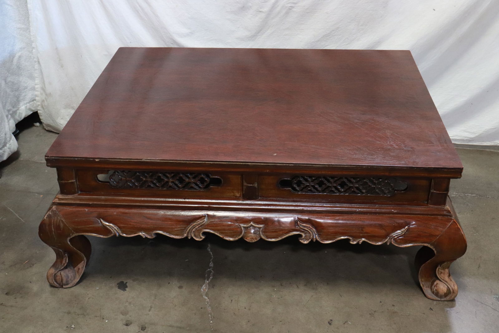 Large Chinese hardwood low table (1 of 9)