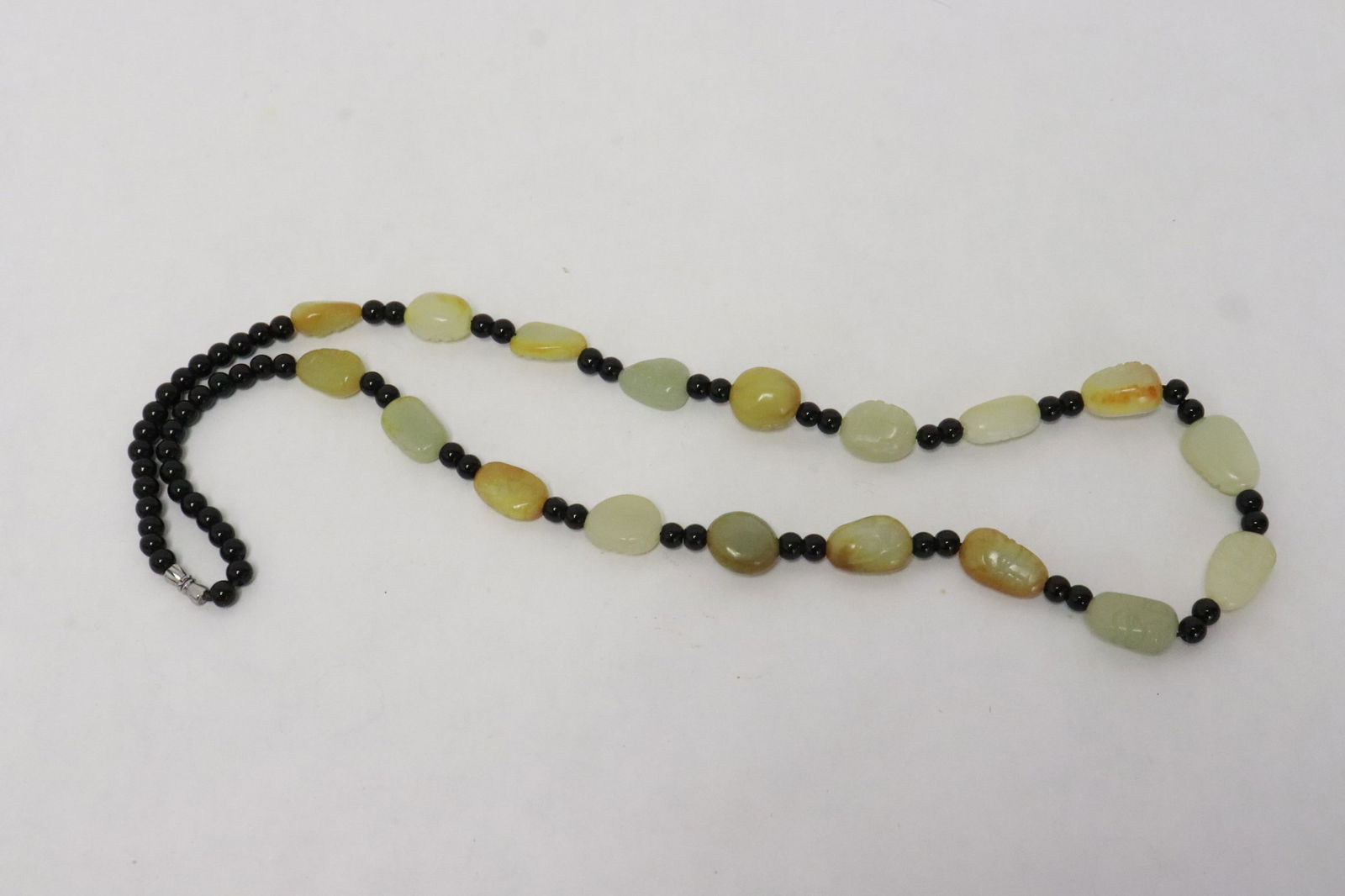 Chinese celadon jade like bead necklace (1 of 6)