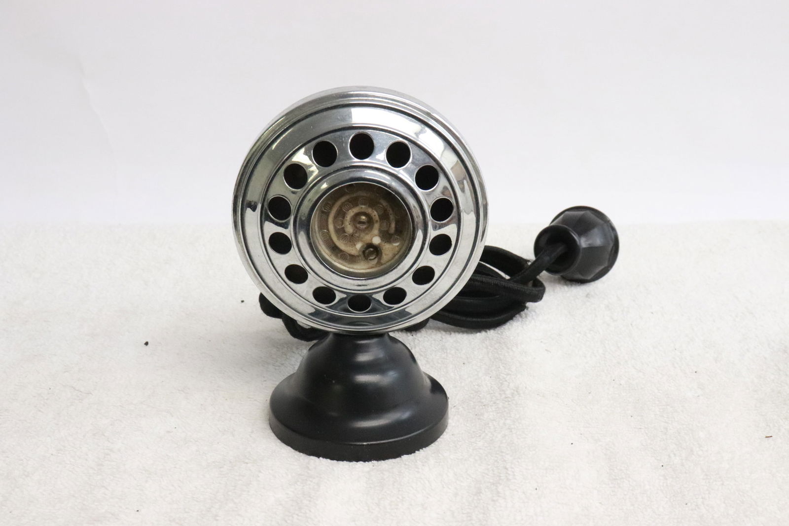 Art deco chrome cased electric lighter: Art deco chrome cased electric lighter in the form of microphone, 5"x3"x2"