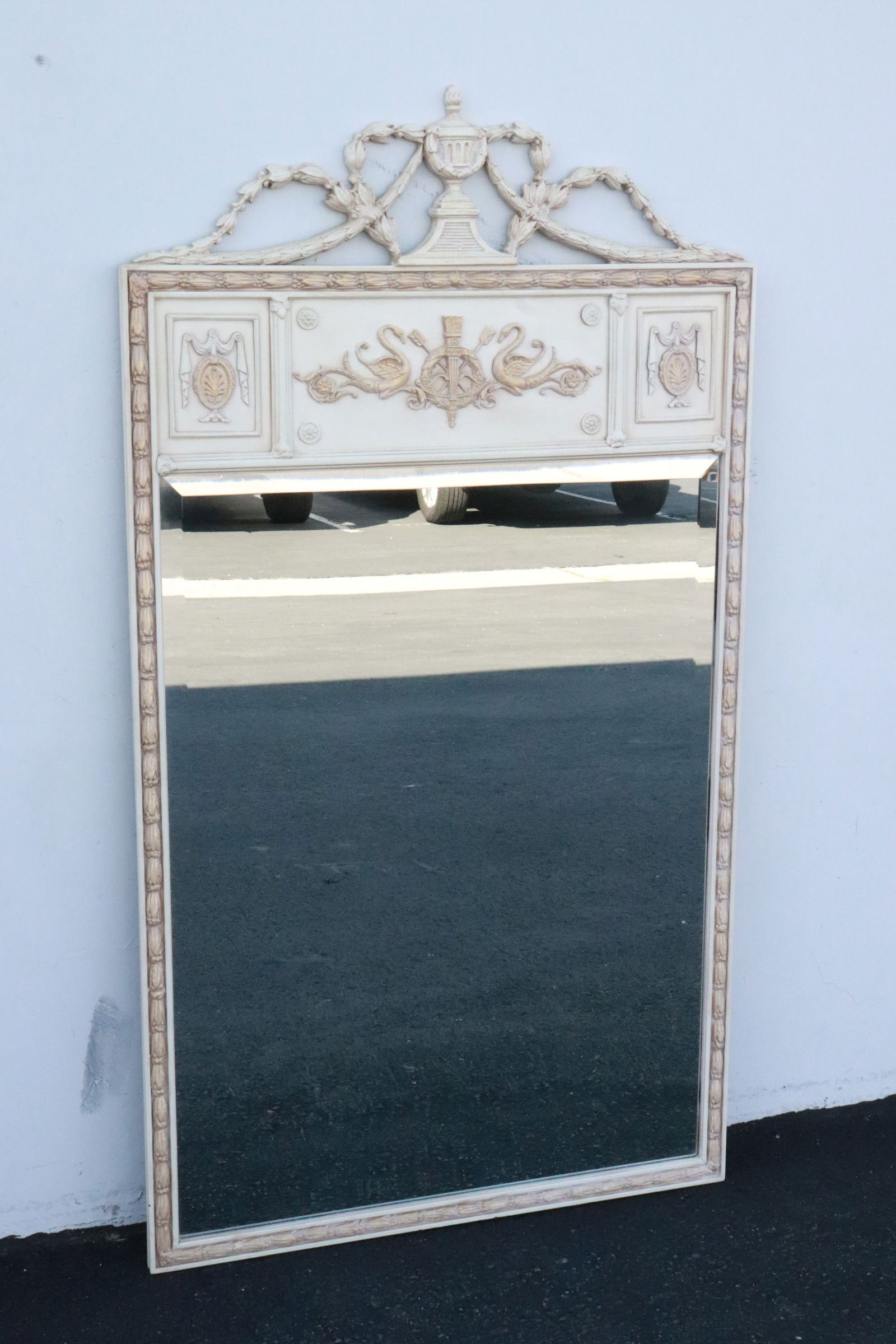 French Louis XVI style wall mirror w/ beveled glass (1 of 5)