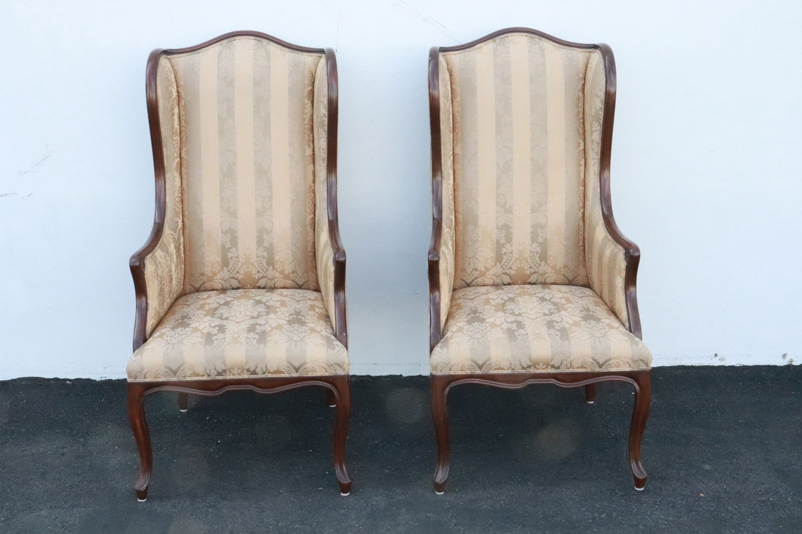Pair mahogany wingback chairs (1 of 9)
