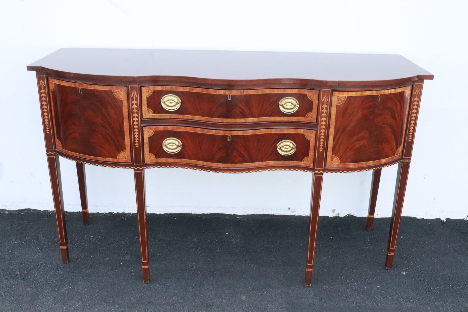 English Sheraton style mahogany inlaid server (1 of 12)