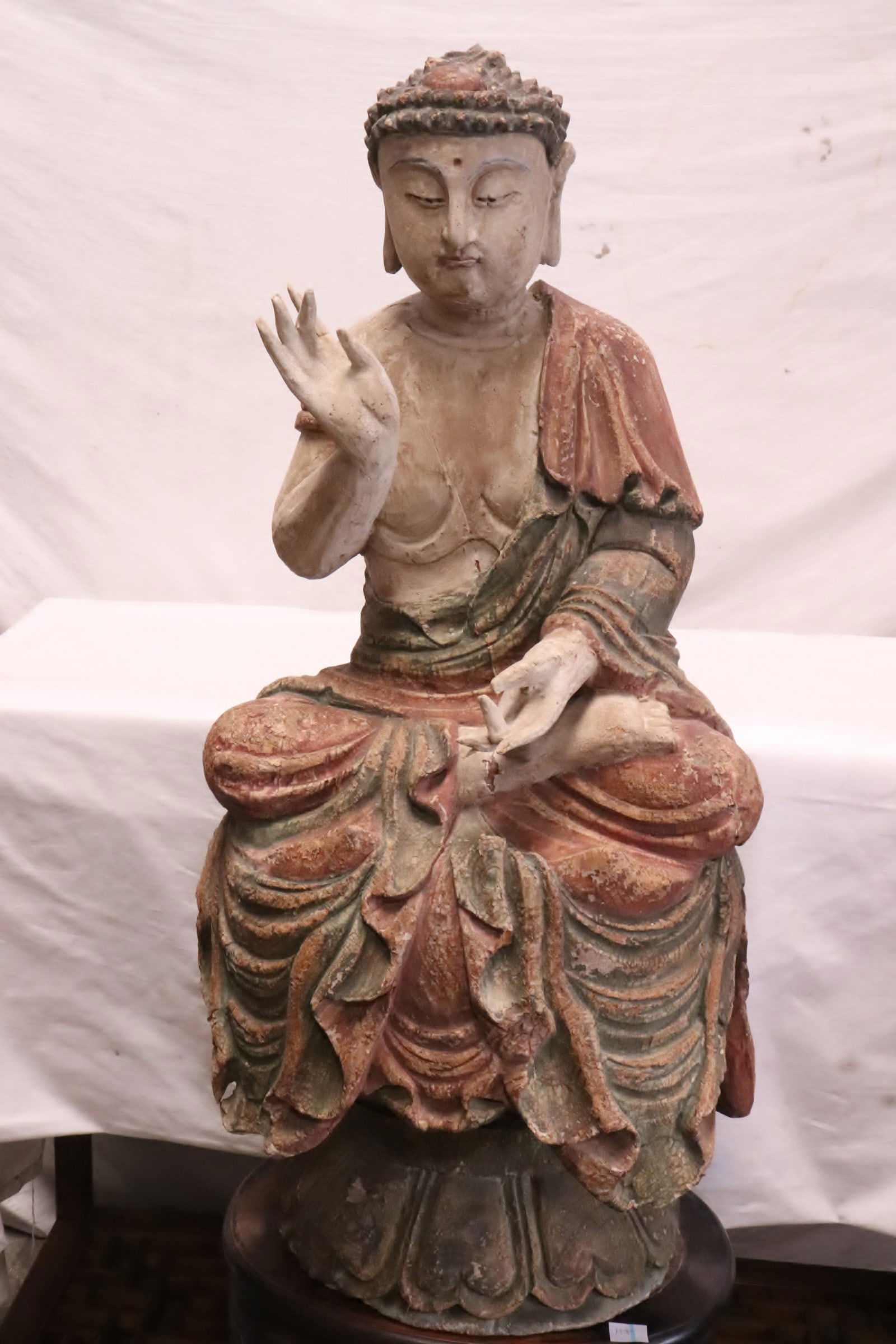 A large Chinese massive vintage wood carved deity (1 of 16)