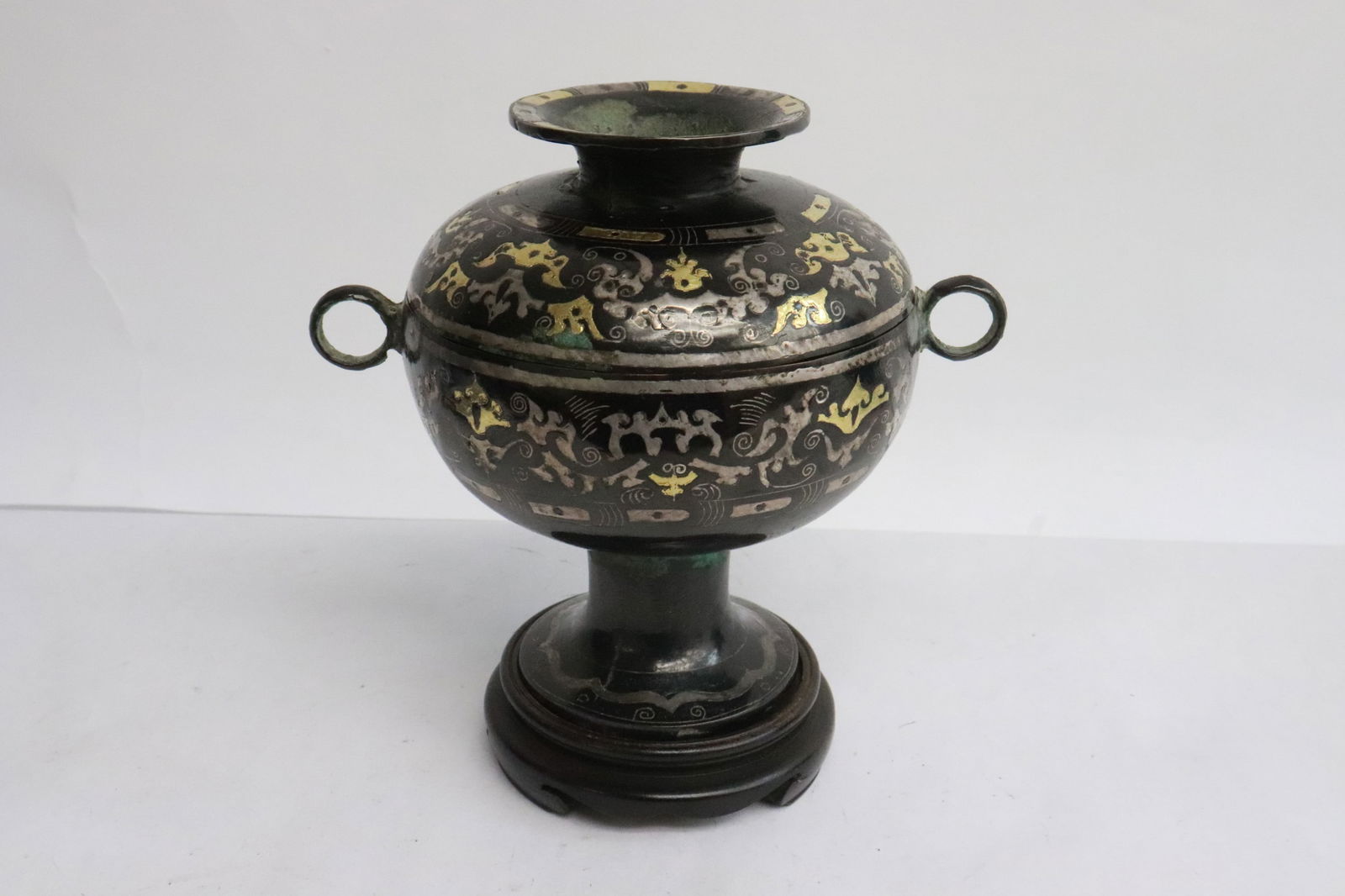 Chinese Han inlaid bronze covered censer, c100AD (1 of 7)