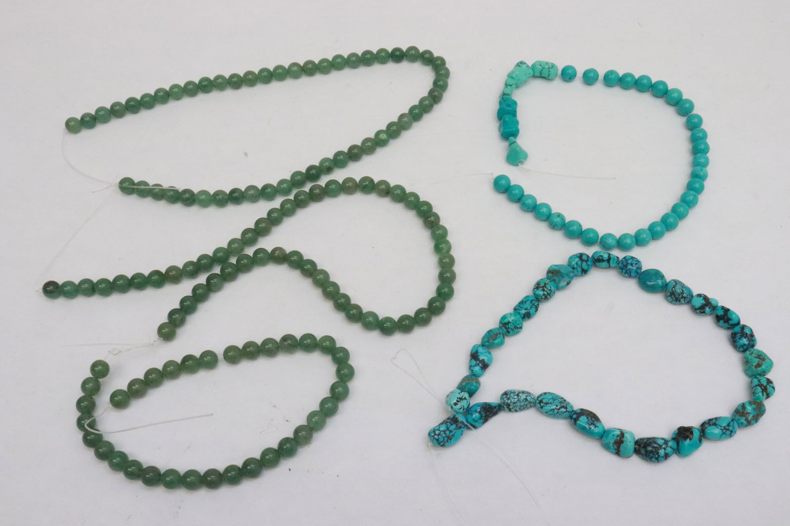 5 necklaces: 5 necklaces; jade, turquoise, need clasp