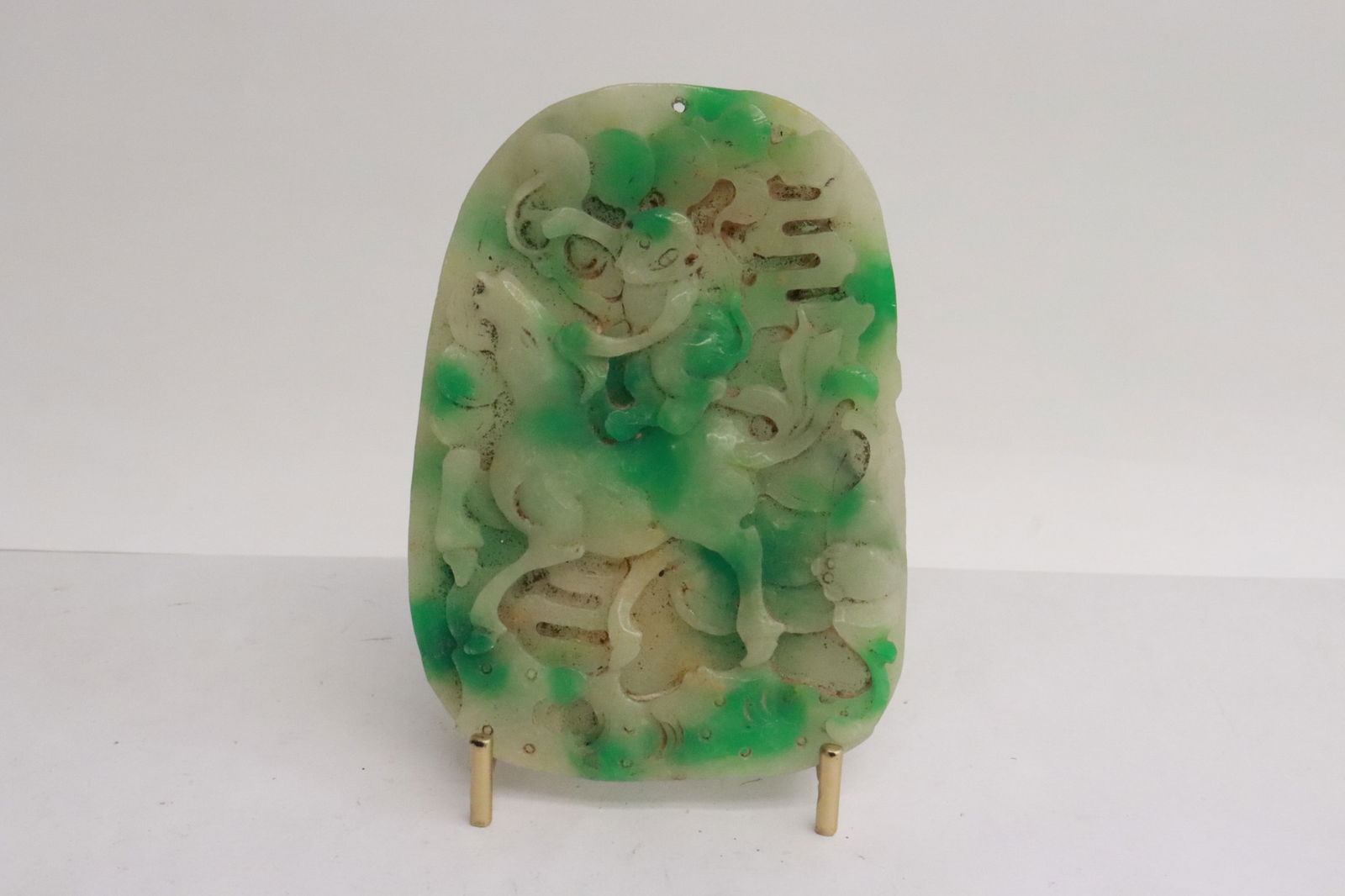 Jadeite like stone plaque: Jadeite like stone plaque, 4.9"x3.65"x0.5"