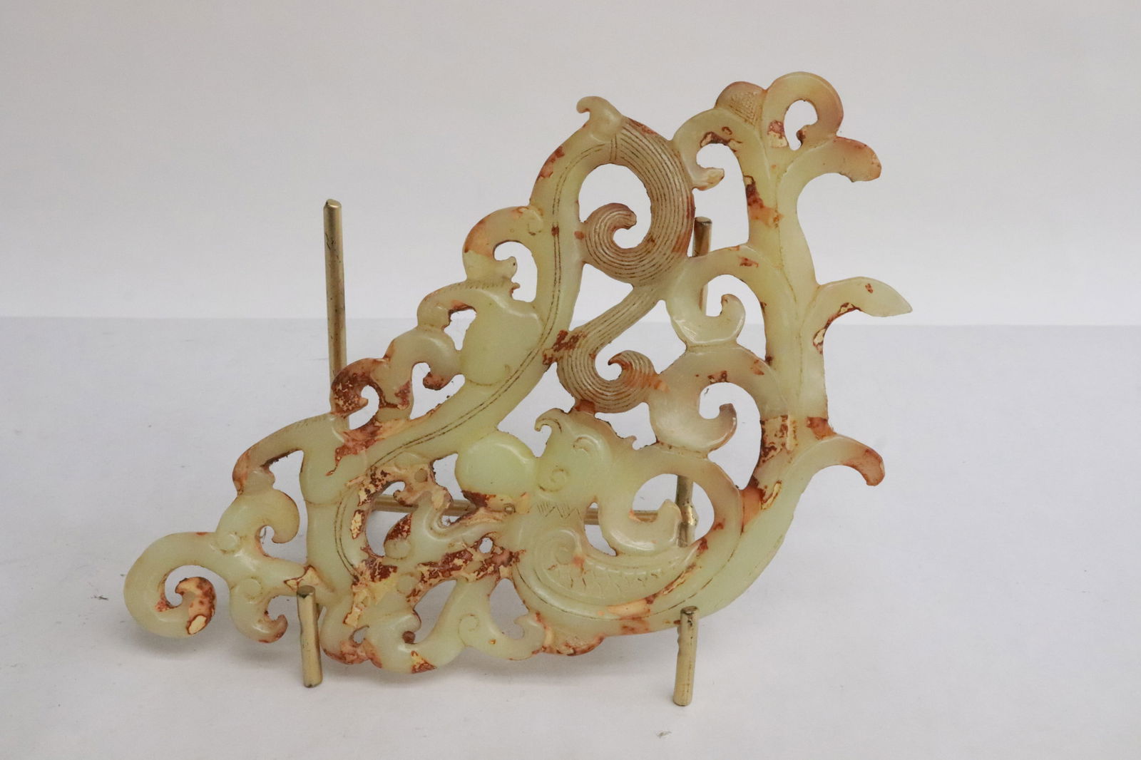 Large jade like stone ornament: Large jade like stone ornament, 4.25"x7.75"x0.33"