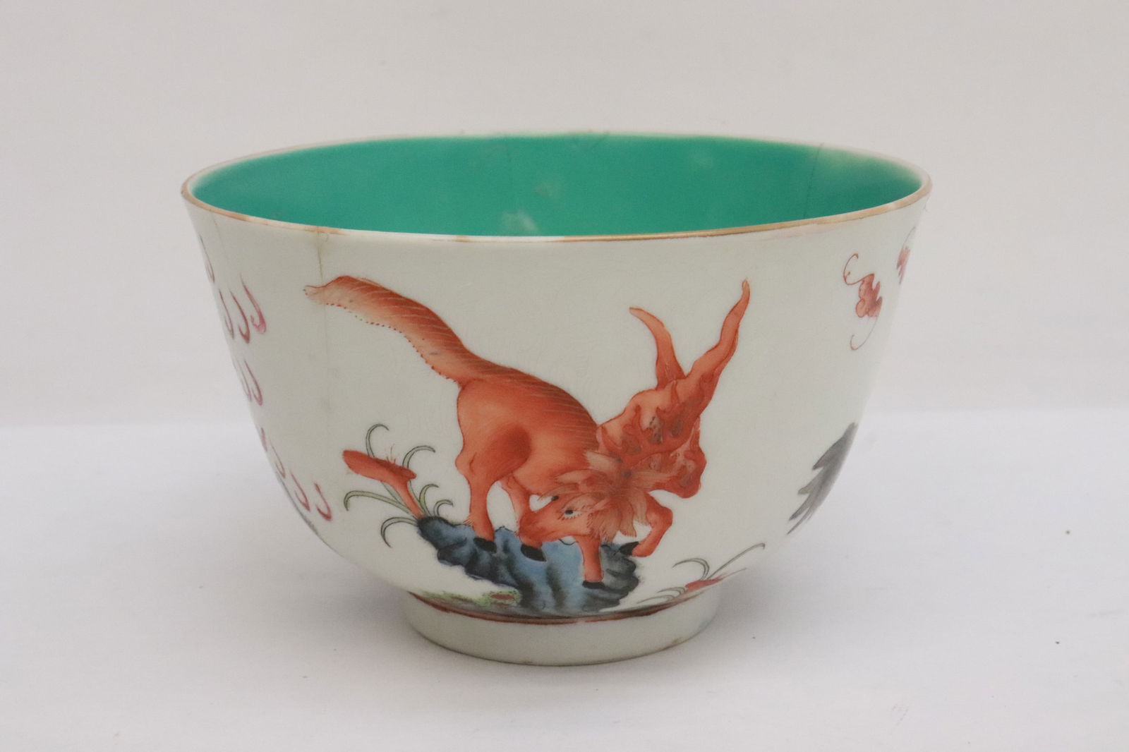 early 19th c. imperial porcelain bowl, Jiaqing mark & the period: An important Chinese early 19th century imperial famille rose porcelain bowl, Jiaqing mark and of the period, repair, 3.2"x5.15"dia