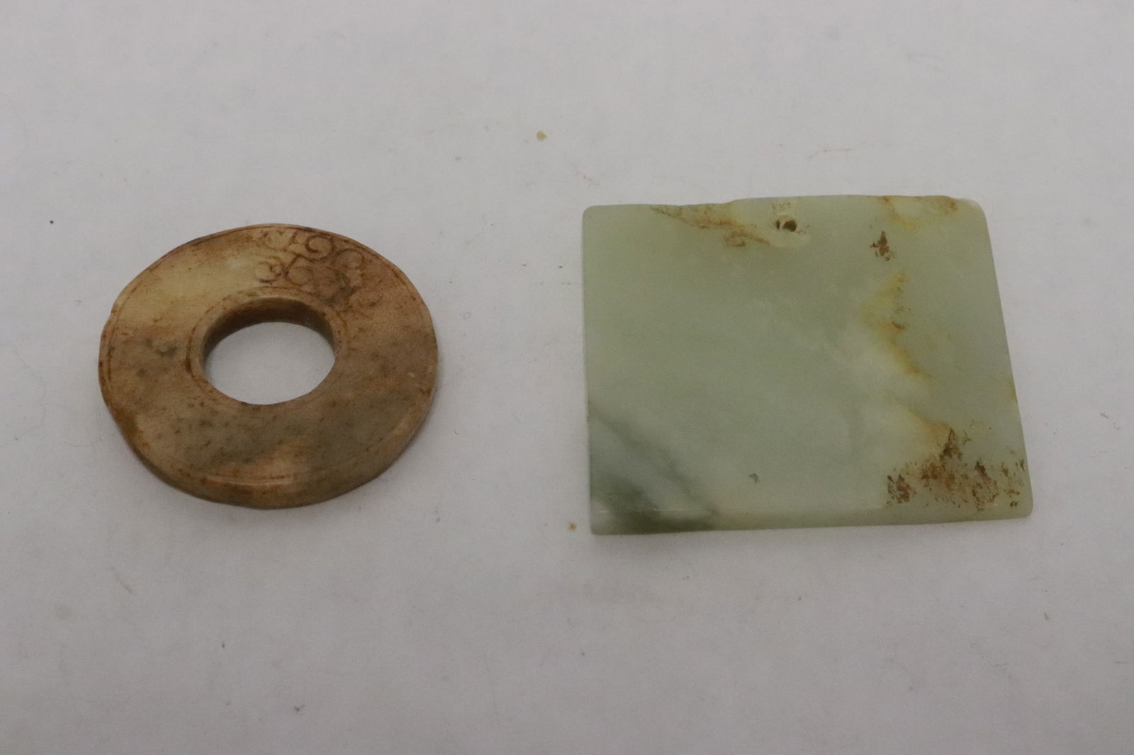 2 piece Chinese antique jade carved plaques (1 of 7)