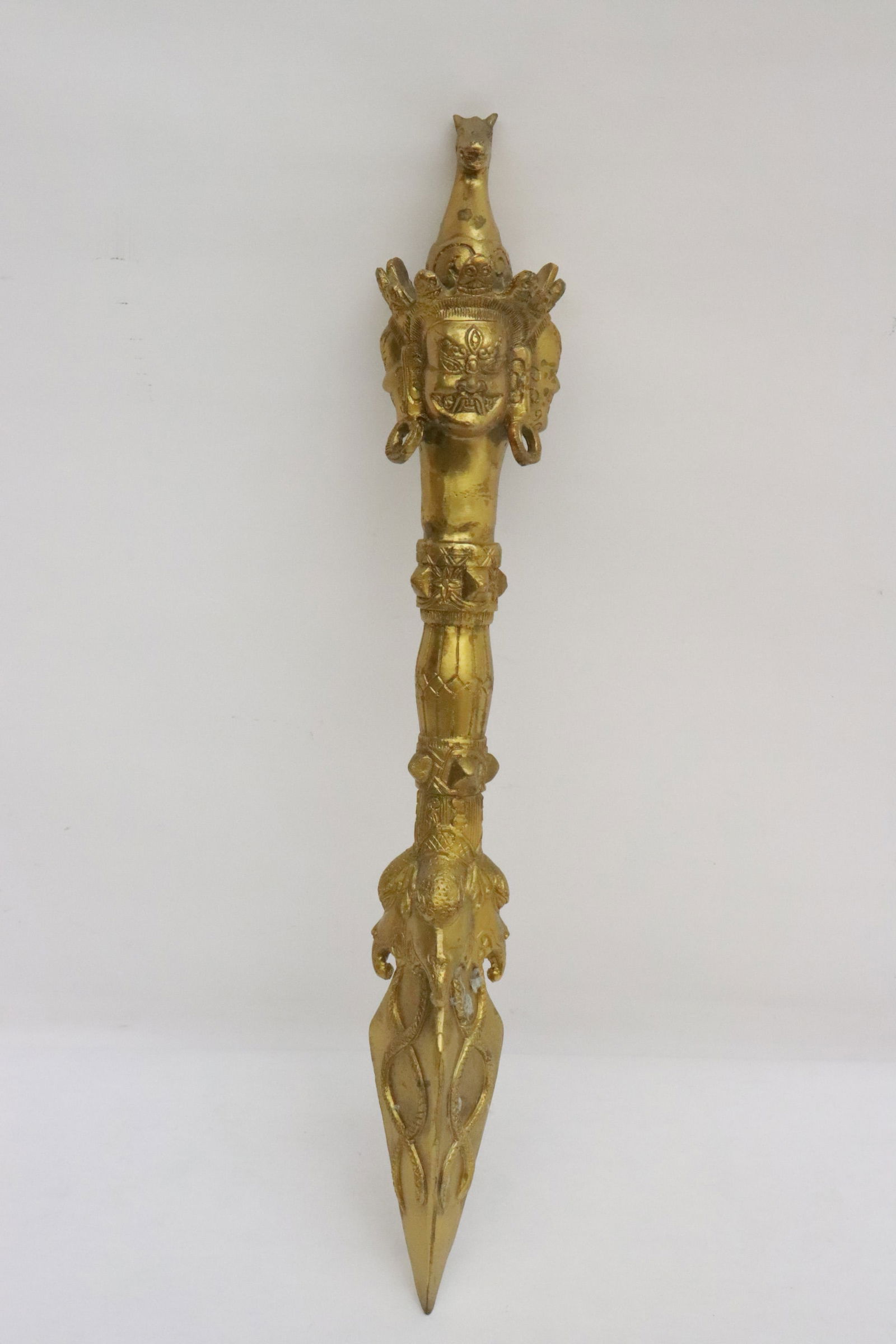 Tibetan bronze relic: Tibetan bronze relic, 13.6"L