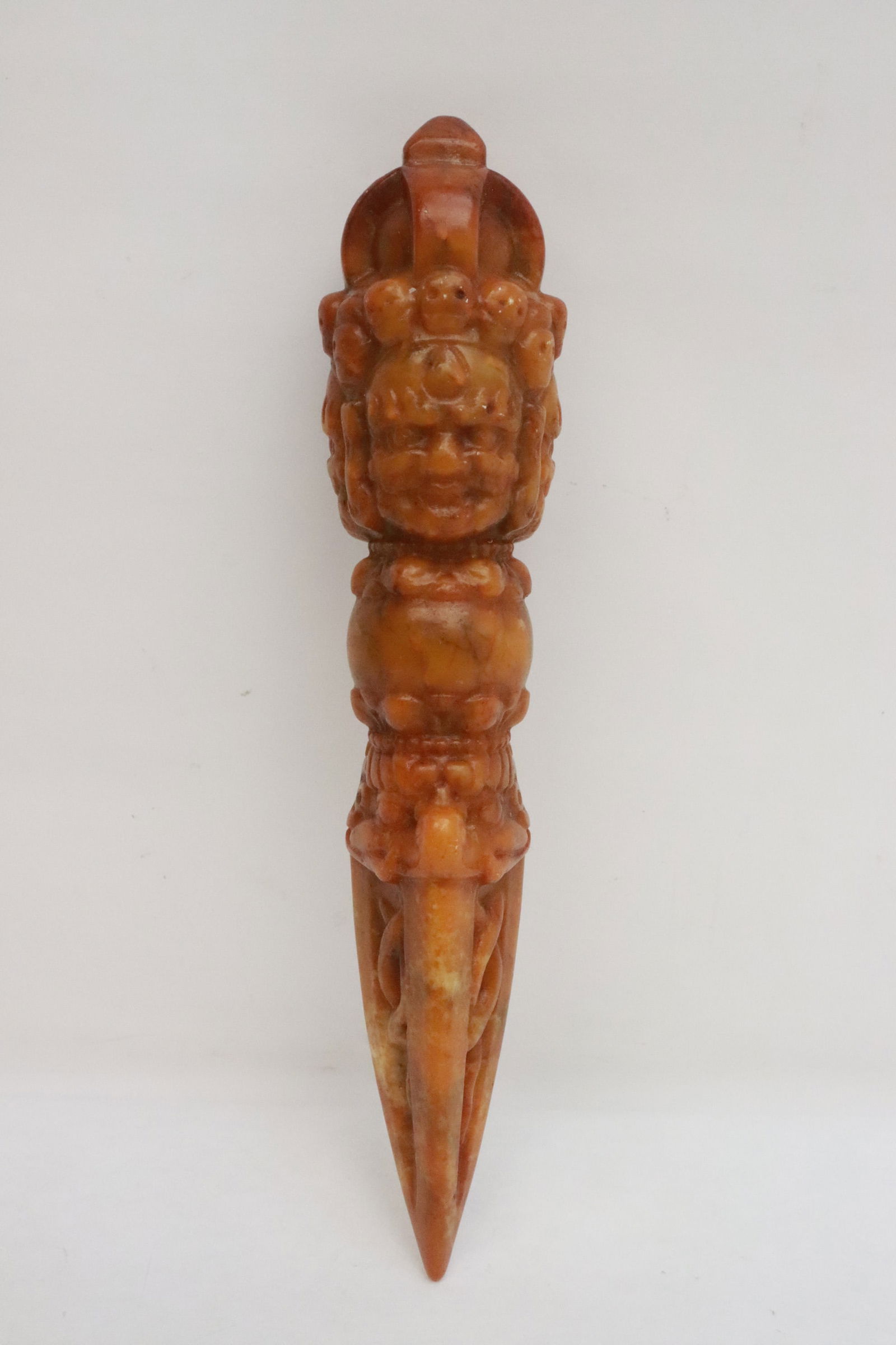 Stone carved religious ornament: Stone carved religious ornament, 7.7"L