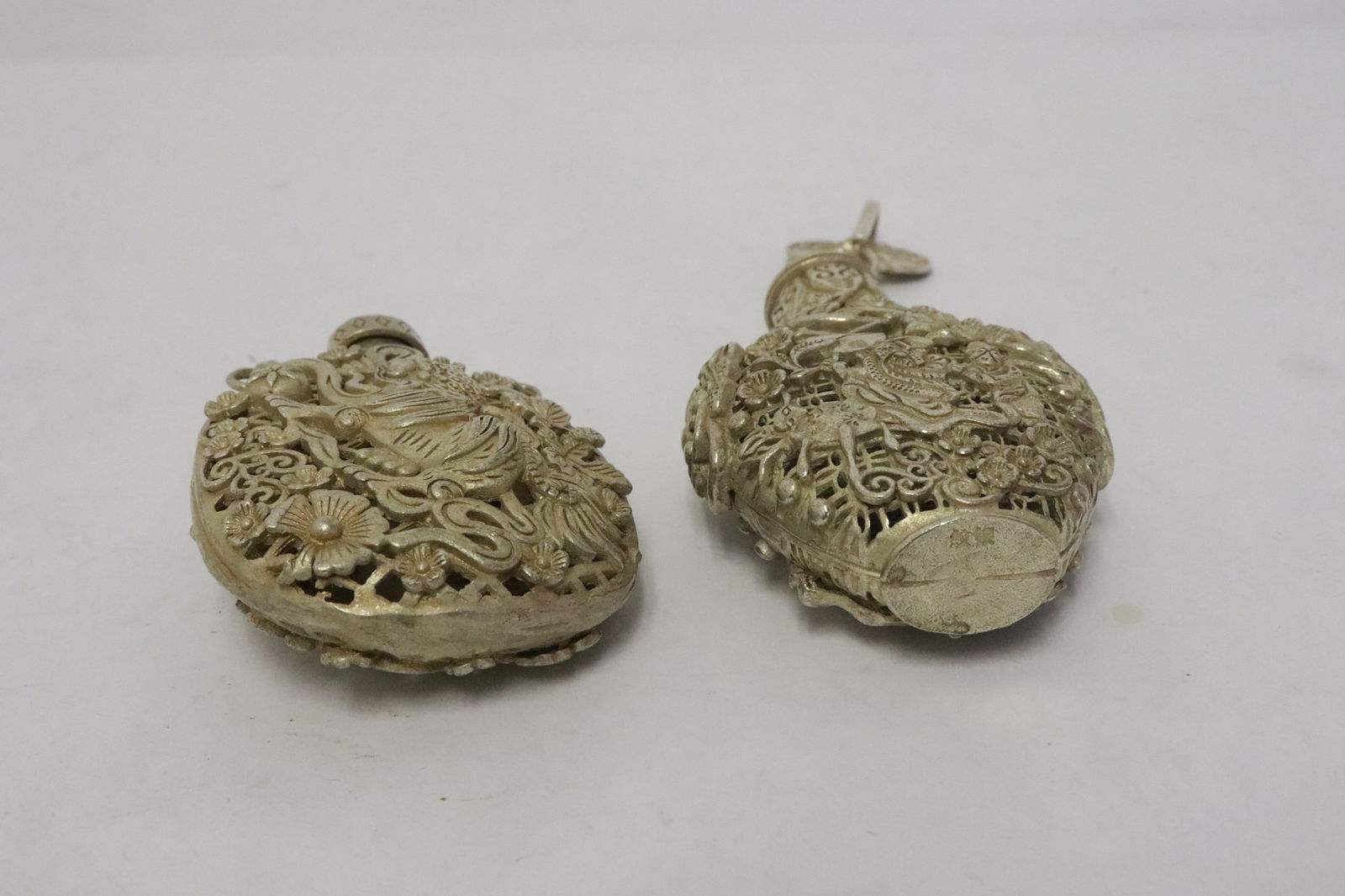 2 white bronze scent bottles - 8