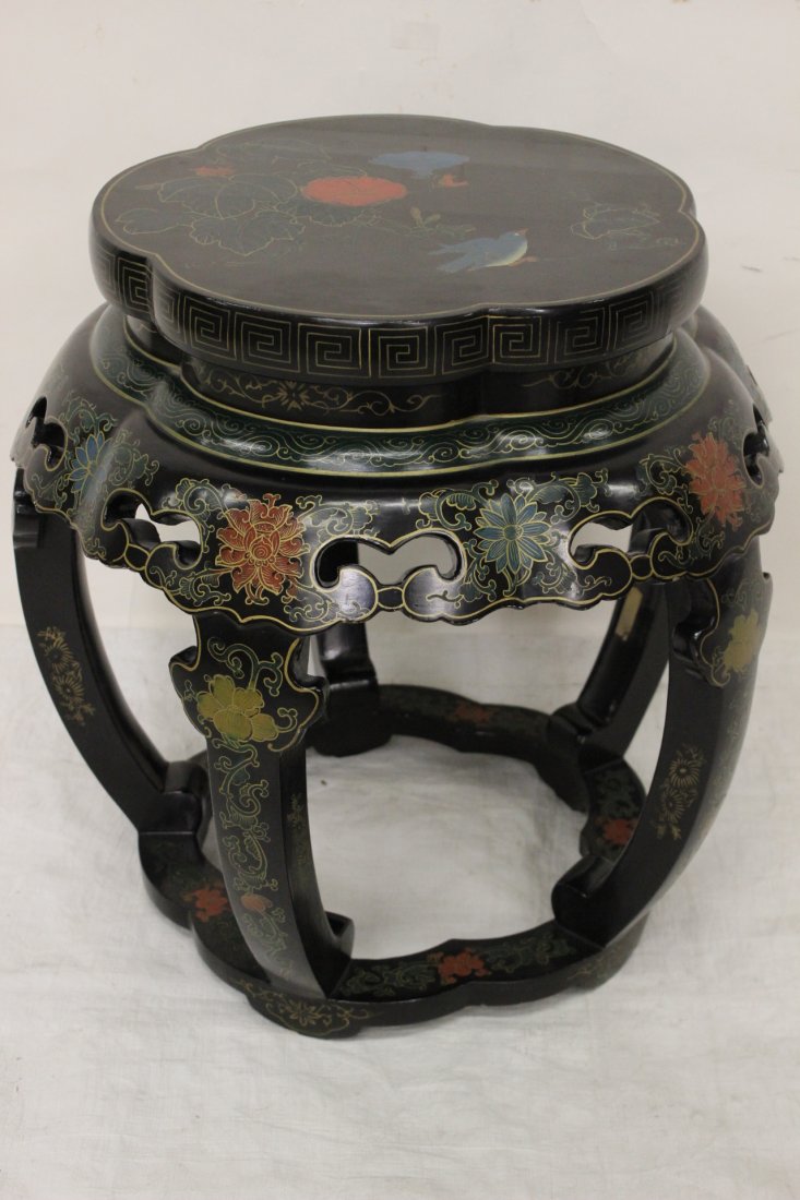 Pair black coromandel stools - 2