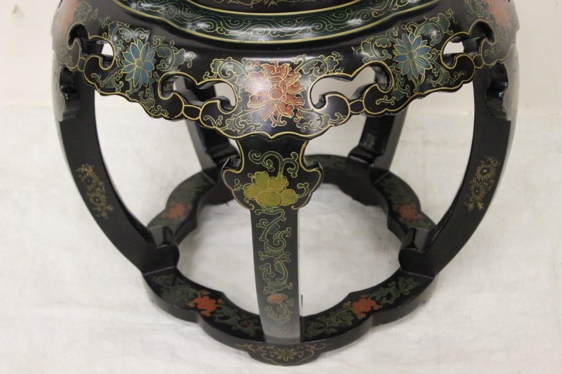 Pair black coromandel stools - 3