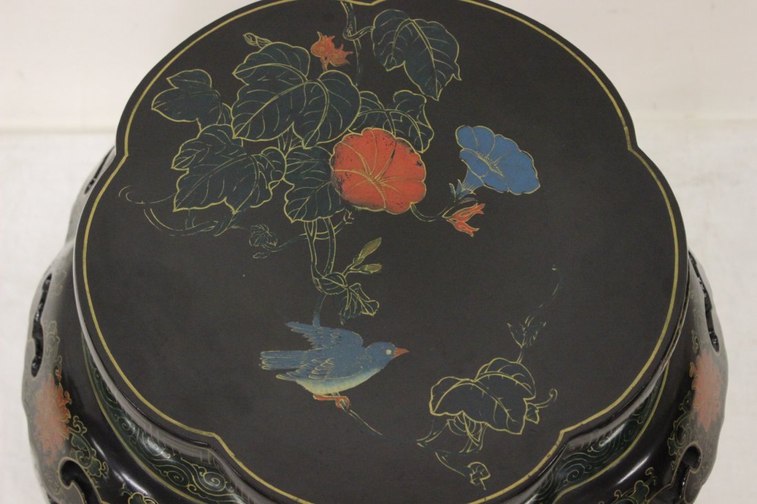 Pair black coromandel stools - 5