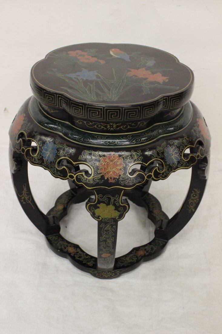 Pair black coromandel stools - 6