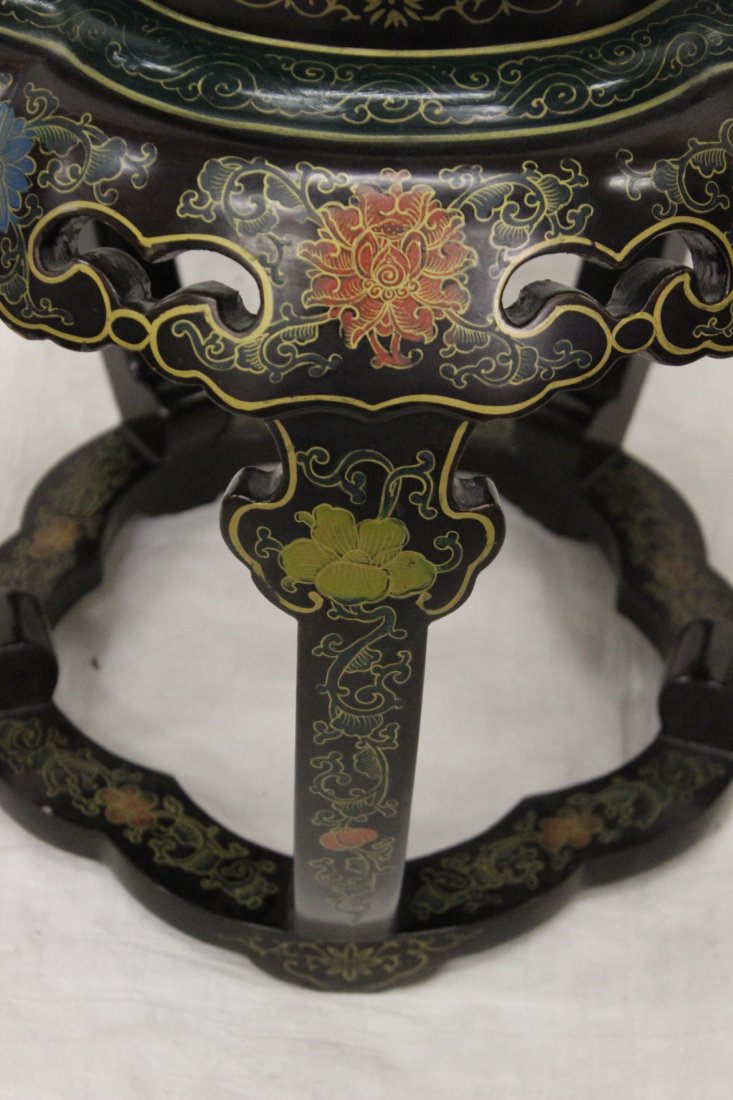 Pair black coromandel stools - 7