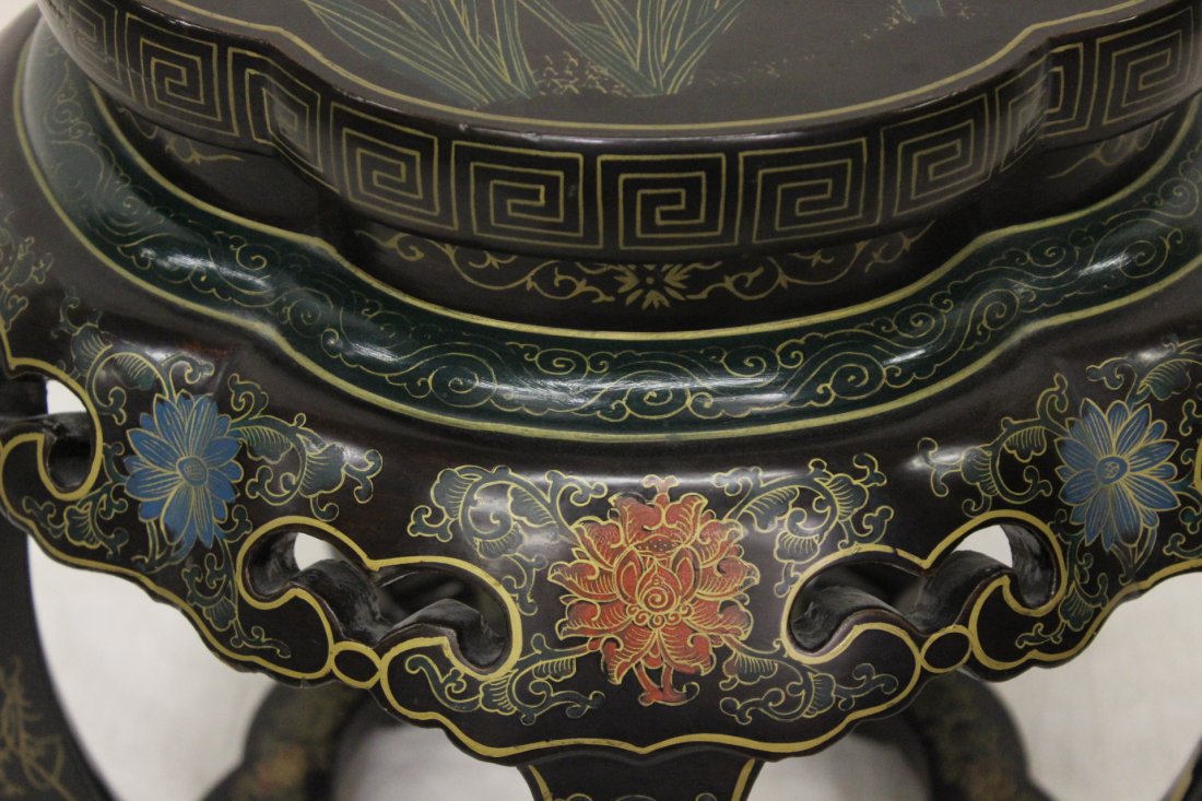 Pair black coromandel stools - 8