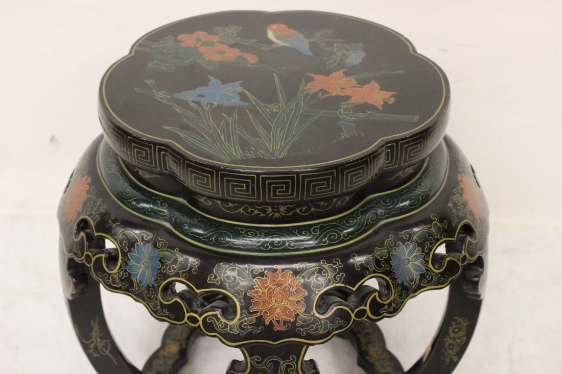 Pair black coromandel stools - 9