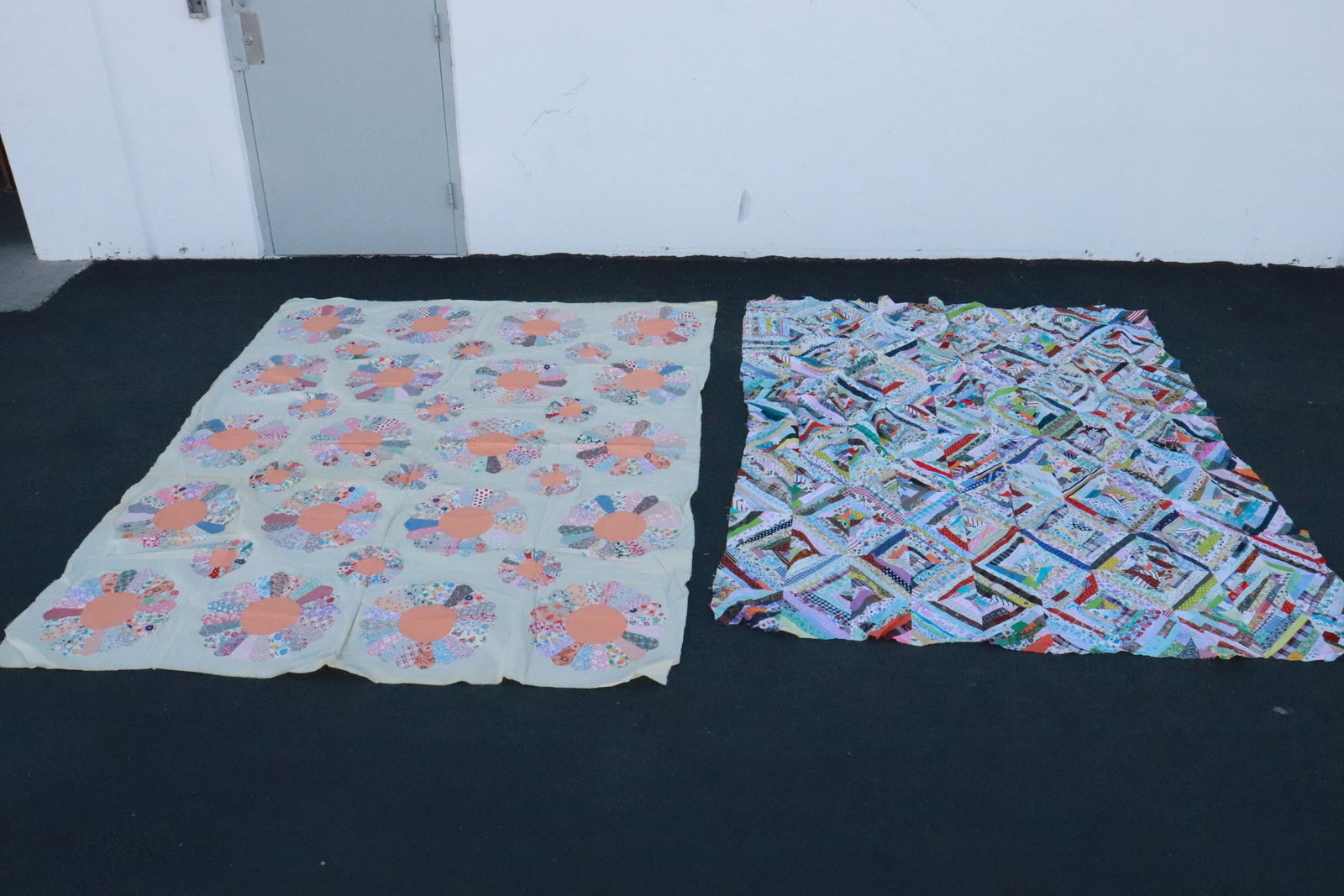 2 Victorian patch quilt tops: 2 Victorian patch quilt tops, 90.5"x75.3", 95.7"x74.6"