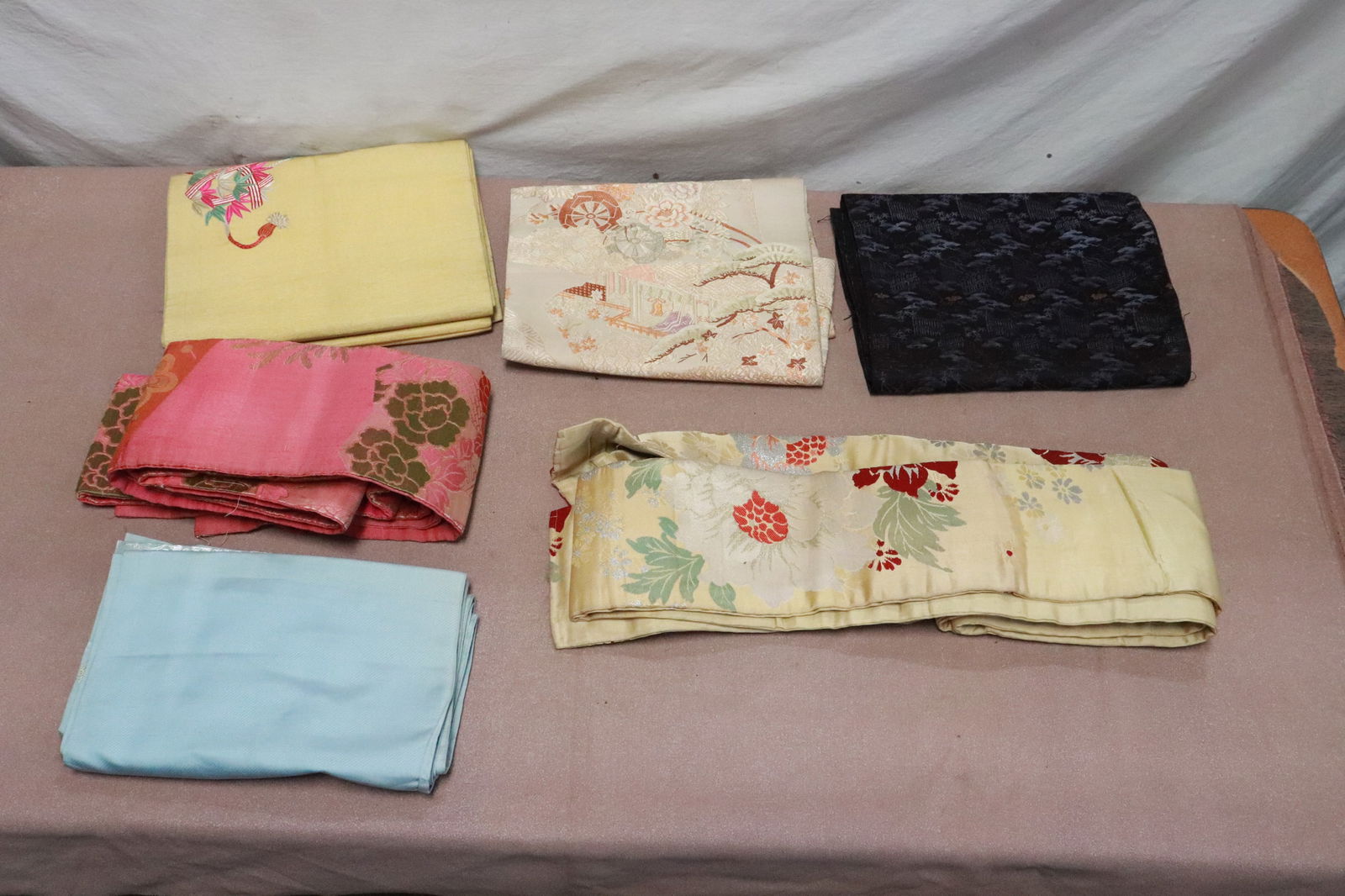 7 Japanese antique obi: 7 Japanese antique obi, 54"x12.4" - 168"x12.7"