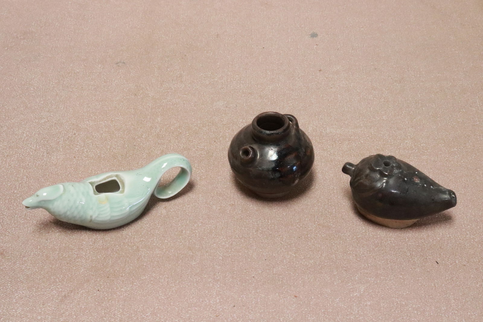 3 Asian water drippers: 3 Asian water drippers, 1.8"x5.2"x1.95" - 2.65"x2.8"dia