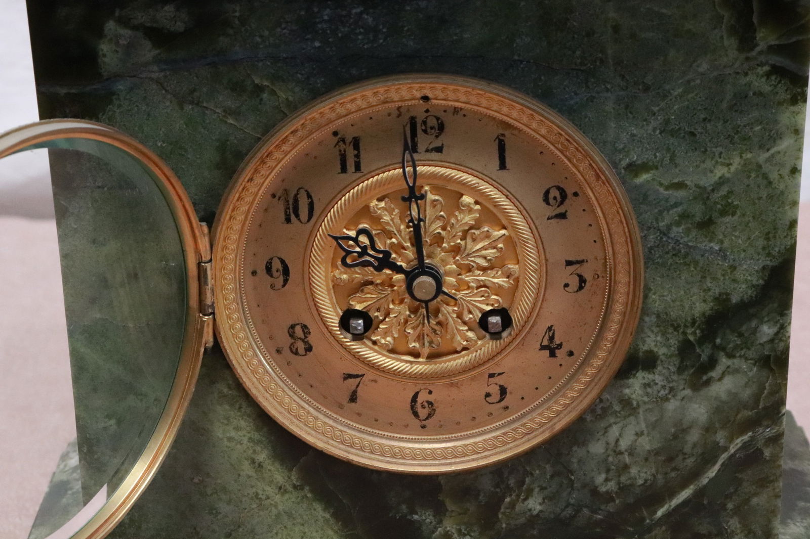 Solid onyx cased table clock - 2