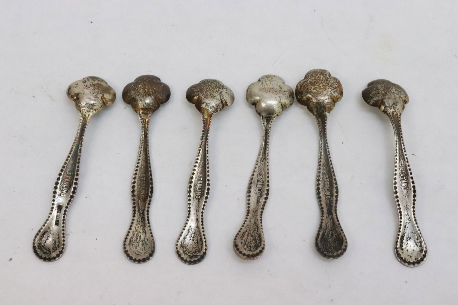 6 sterling salt spoons - 4