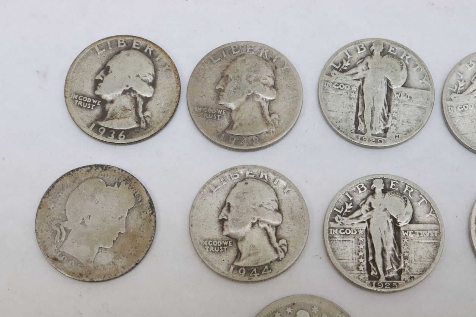 9 US silver quarters, various dates - 3