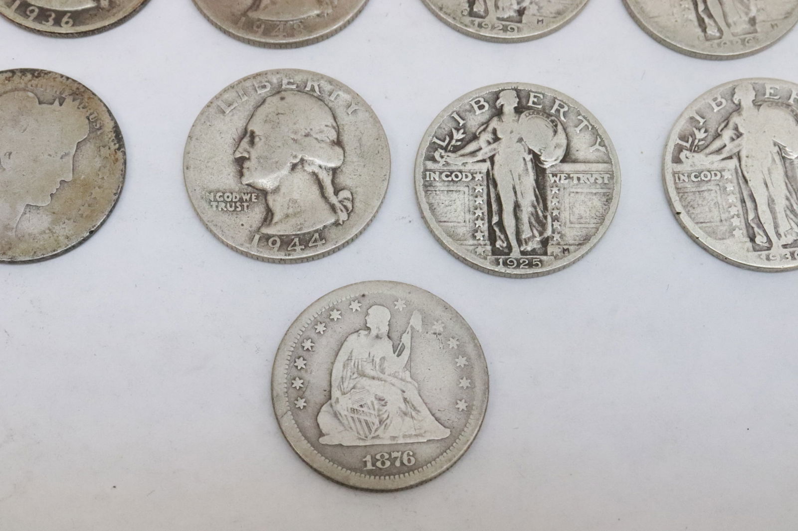 9 US silver quarters, various dates - 4