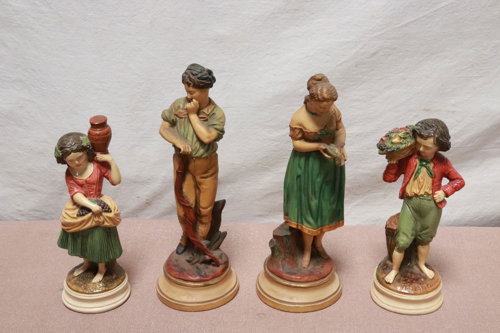 4 pieces Borghese figures: 4 pieces Borghese figures, 8.8"H - 11.3"H