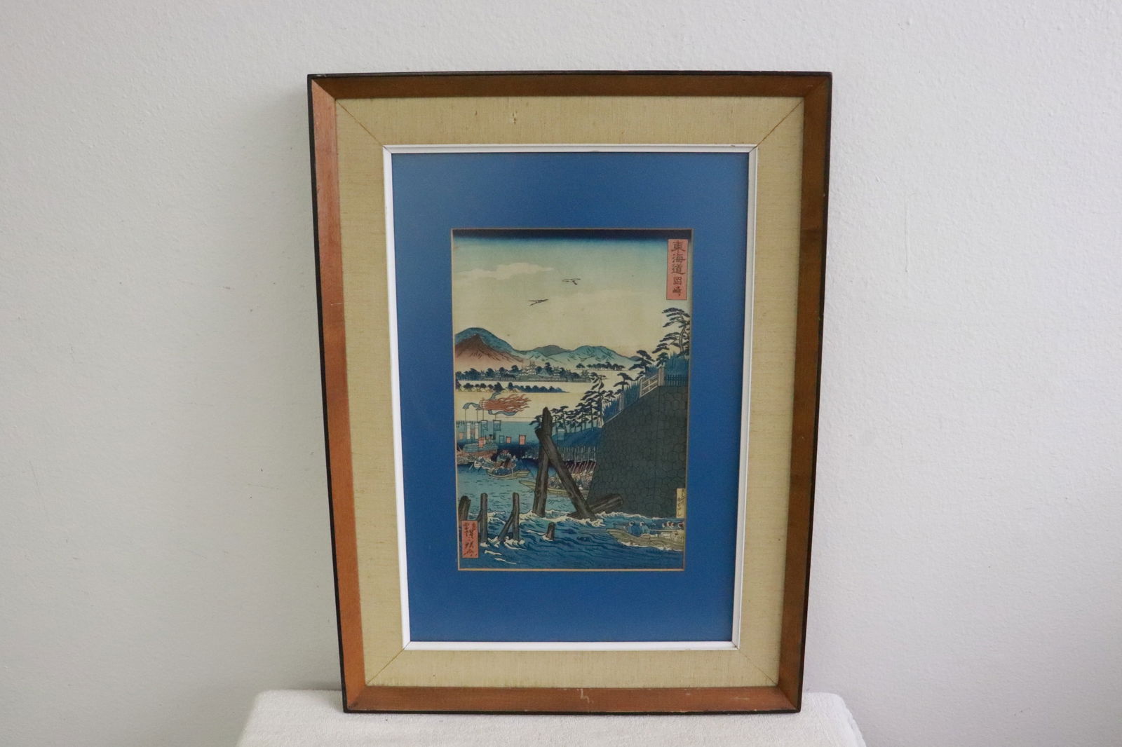 Japanese woodblock print: Japanese woodblock print, 12.65"x8.4" (F:23.7"x17.8"x1.5")