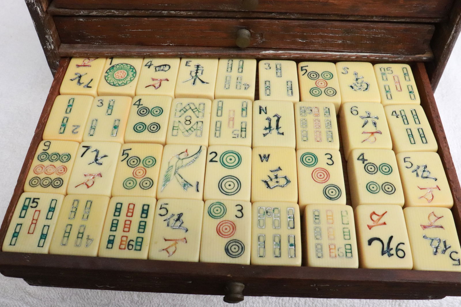 Antique mahjong set, complete - 3