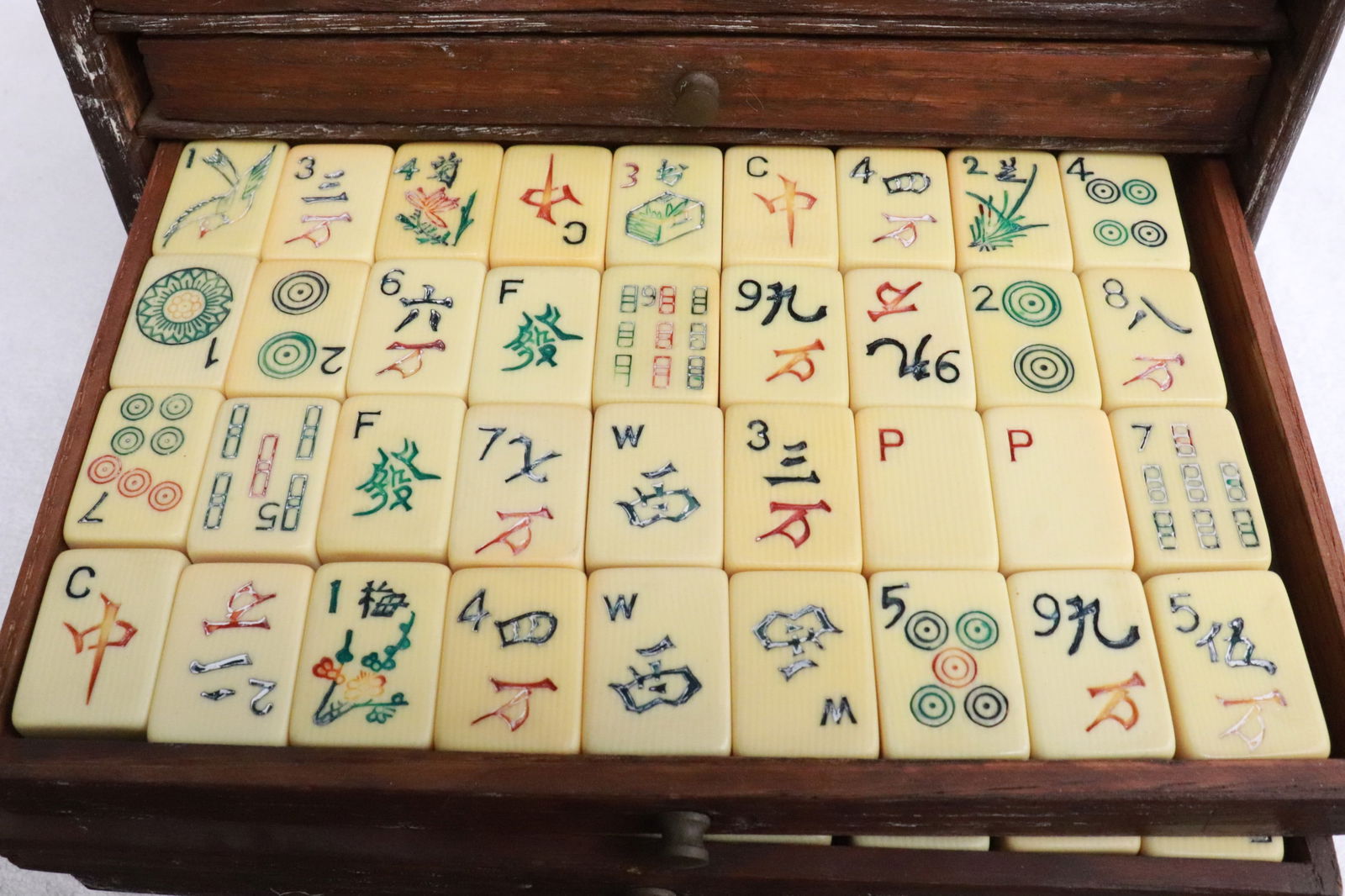 Antique mahjong set, complete - 4