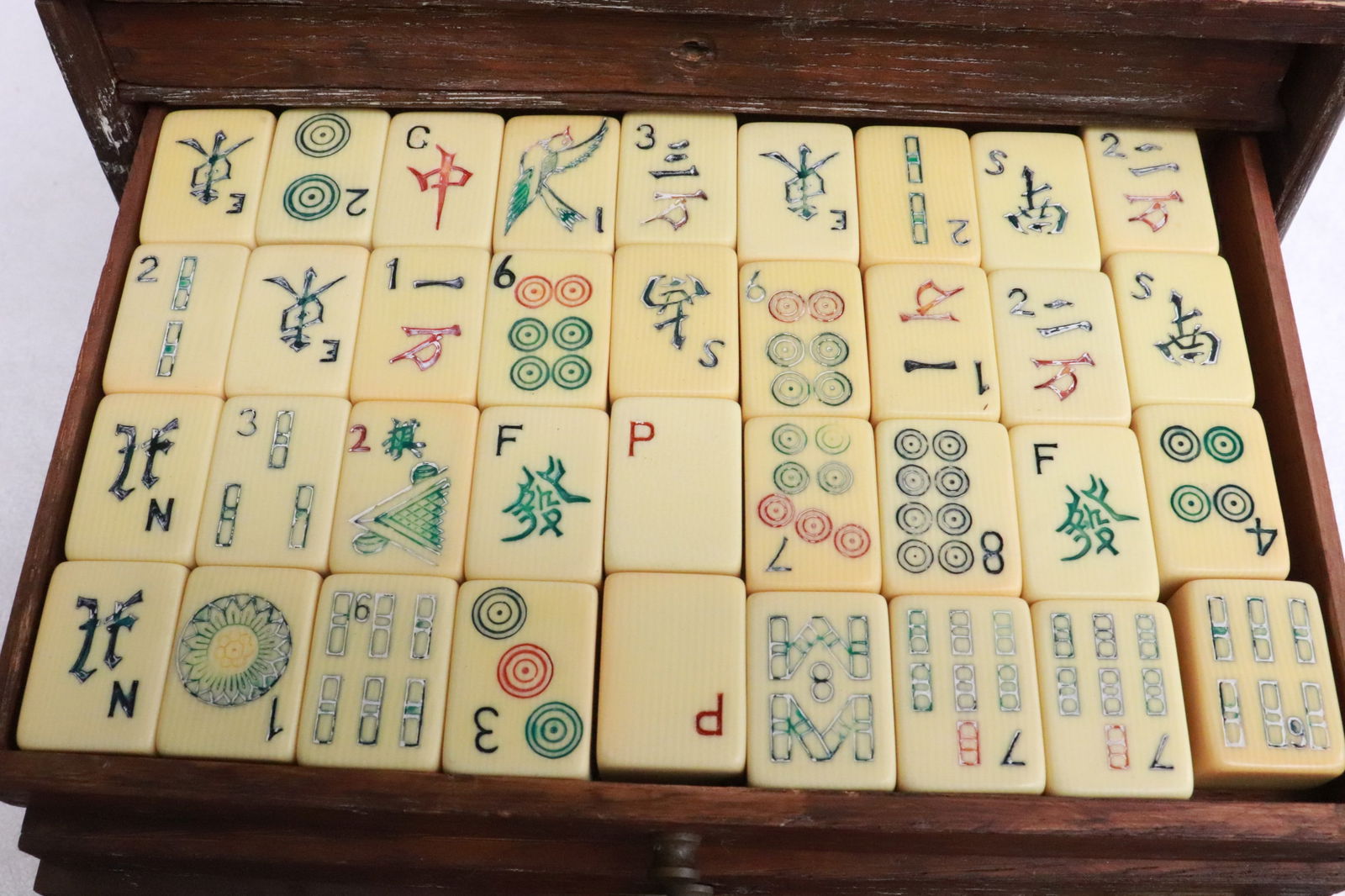 Antique mahjong set, complete - 5
