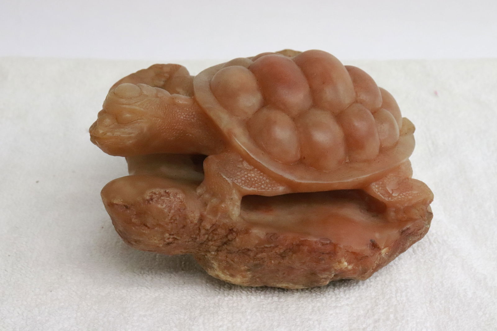 A stone carved turtle