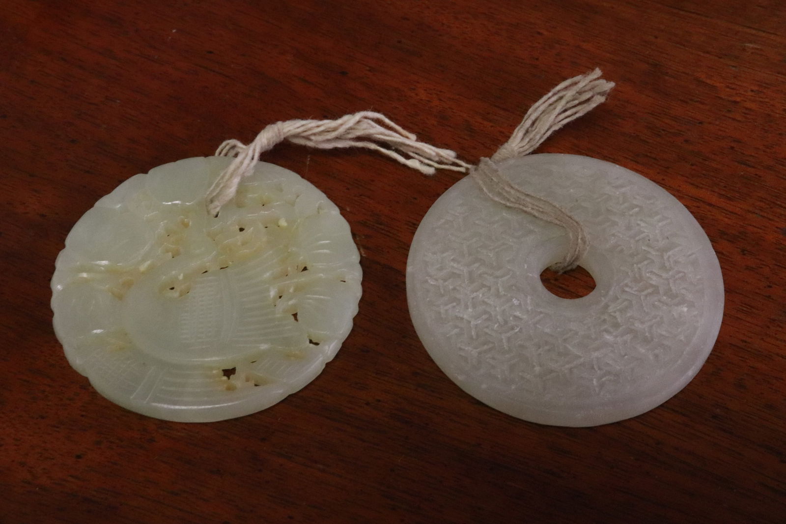 2 jade like discs: 2 jade like discs, 0.18"x2.18"dia, 0.2"x2.2"dia