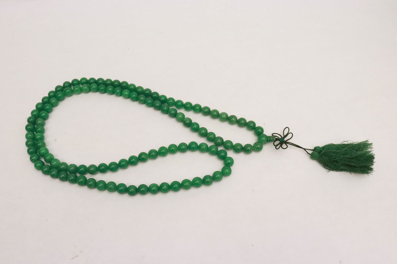 Extra long jadeite like bead necklace: Extra long jadeite like bead (0.45"x0.45"dia ea) necklace (51"L)